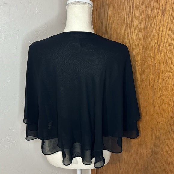 Alex Evenings black chiffon flutter sleeve bolero top OS - Picture 3 of 7